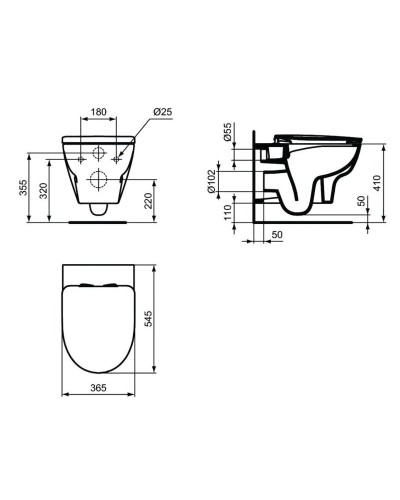 Комплект подвесной унитаз Ideal Standard Esedra T365701 + система инсталляции Tece 9400413