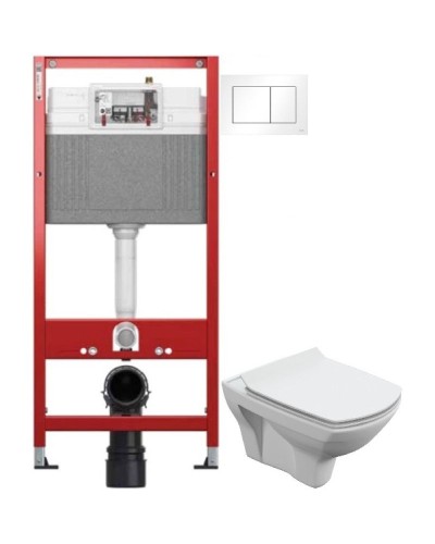 Комплект подвесной унитаз Cersanit Carina MZ-CARINA-XL-COn-S-DL-E + система инсталляции Tece 9400413