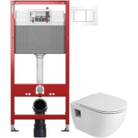 Комплект подвесной унитаз Cezares Eco CZR-526-TH-R/2040SC + система инсталляции Tece 9400413