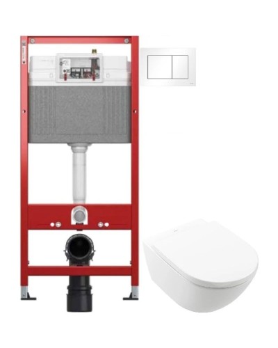 Комплект подвесной унитаз Villeroy & Boch Subway 3.0 4670TS01 + система инсталляции Tece 9400413