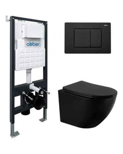 Комплект подвесной унитаз Abber Bequem AC1100MB + система инсталляции Abber AC0105 + AC0120MB