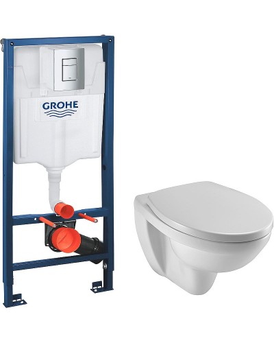 Комплект унитаза Jacob Delafon Patio EDV102-00+E70021-00 с инсталляцией Grohe Rapid SL 38772001 с сиденьем Микролифт и клавишей смыва Хром