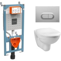 Комплект унитаза с инсталляцией Vitra Normus 9773B003-7202 с сиденьем и клавишей смыва Хром