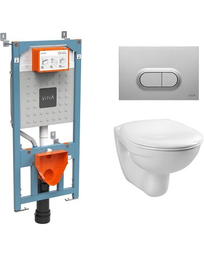 Комплект унитаза с инсталляцией Vitra Normus 9773B003-7202 с сиденьем и клавишей смыва Хром