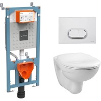 Комплект унитаза с инсталляцией Vitra Normus 9773B003-7203 с сиденьем и клавишей смыва Хром матовый