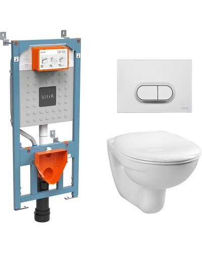 Комплект унитаза с инсталляцией Vitra Normus 9773B003-7203 с сиденьем и клавишей смыва Хром матовый