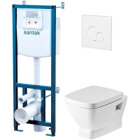 Комплект унитаза с инсталляцией Santek Нео Пэк 1WH302463 с сиденьем Микролифт и Белой клавишей смыва