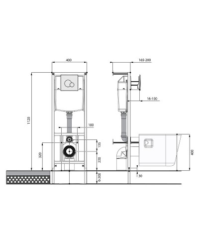 Комплект унитаза с инсталляцией Santek Нео Пэк 1WH302463 с сиденьем Микролифт и Белой клавишей смыва