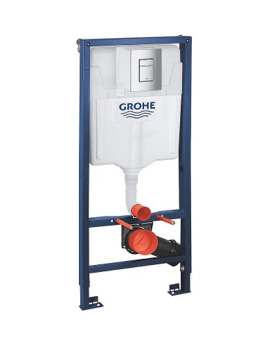 Комплект унитаза AM.PM Awe C111738WH+C117852WH с инсталляцией Grohe Rapid SL 38772001 с сиденьем Микролифт и клавишей смыва Хром