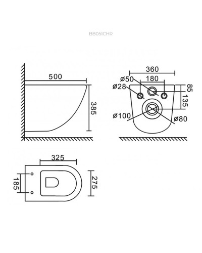 Комплект 4 в 1 BelBagno BB051CHR/BB051SC/BB002-80/BB005-PR-CHROME