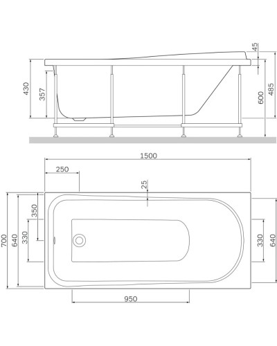 Каркас для ванны 150х70 см Am.Pm Like W80A-150-070W-R