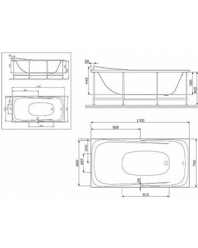 Каркас для ванны AM.PM Sensation 170x75 W30A-170-075W-R Серый