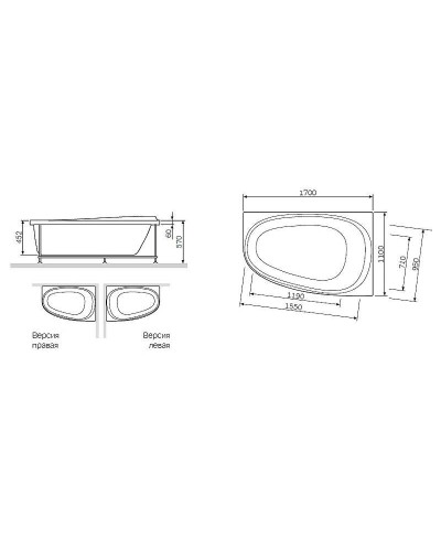 Каркас для ванны AM.PM Like 170x110 R W80A-170R110W-R Серый