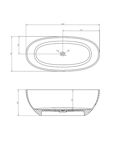 Ванна из полиэфирной смолы Abber Kristall 165х78 AT9701Onyx Черная без гидромассажа