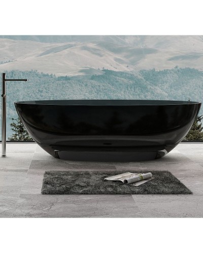 Ванна из полиэфирной смолы Abber Kristall 180х85 AT9702Onyx Черная без гидромассажа