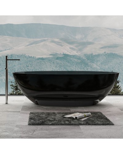 Ванна из полиэфирной смолы Abber Kristall 180х85 AT9702Onyx Черная без гидромассажа