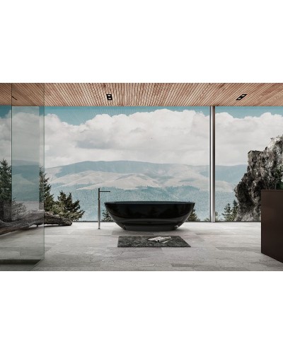 Ванна из полиэфирной смолы Abber Kristall 180х85 AT9702Onyx Черная без гидромассажа