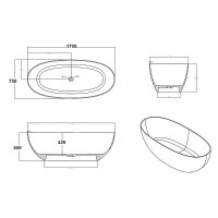 Ванна из полиэфирной смолы Abber Kristall 170х75 AT9703Rubin Красная без гидромассажа