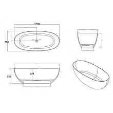 Ванна из полиэфирной смолы Abber Kristall 170х75 AT9703Rubin Красная без гидромассажа