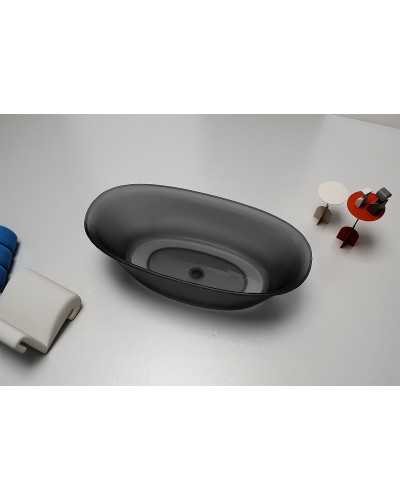 Ванна из полиэфирной смолы Abber Kristall 170х75 AT9707Onyx Черная без гидромассажа