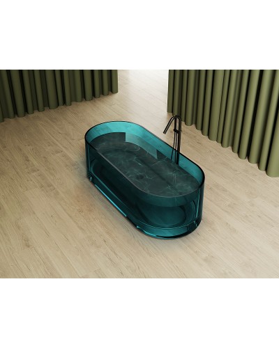 Ванна из полиэфирной смолы Abber Kristall 170х75 AT9708Aquamarin Бирюзовая без гидромассажа