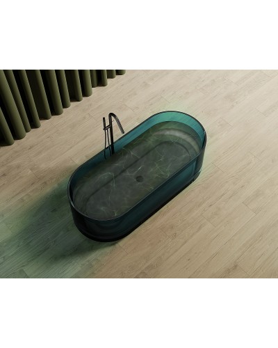 Ванна из полиэфирной смолы Abber Kristall 170х75 AT9708Aquamarin Бирюзовая без гидромассажа