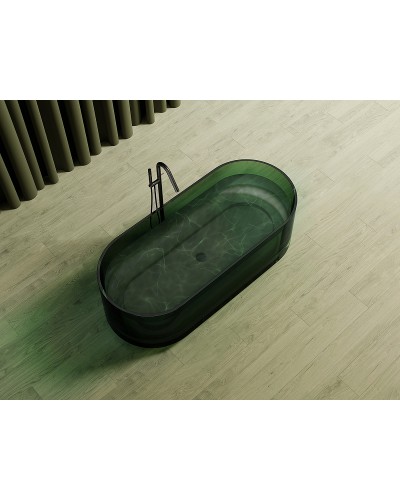 Ванна из полиэфирной смолы Abber Kristall 170х75 AT9708Emerald Зеленая без гидромассажа
