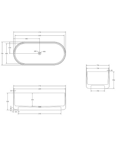 Ванна из полиэфирной смолы Abber Kristall 170х75 AT9708Emerald Зеленая без гидромассажа