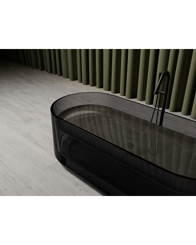 Ванна из полиэфирной смолы Abber Kristall 170х75 AT9708Onyx Черная без гидромассажа