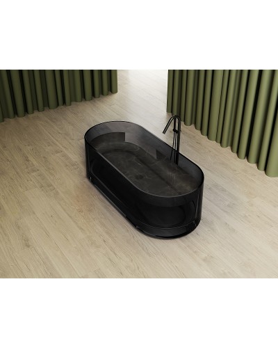 Ванна из полиэфирной смолы Abber Kristall 170х75 AT9708Onyx Черная без гидромассажа