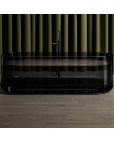 Ванна из полиэфирной смолы Abber Kristall 170х75 AT9708Onyx Черная без гидромассажа