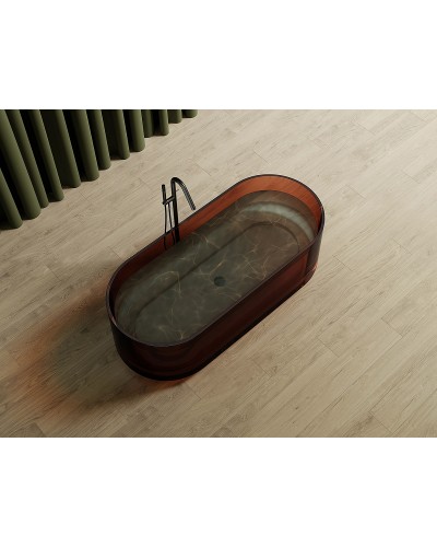 Ванна из полиэфирной смолы Abber Kristall 170х75 AT9708Opal Коричневая без гидромассажа