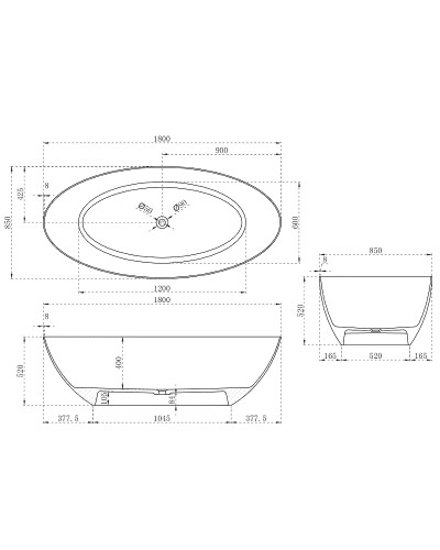 Карбоновая ванна Abber Karbon 180x85 AK9002-1.8 Черная без гидромассажа