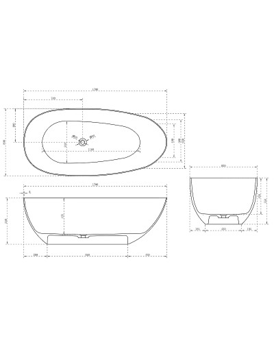 Карбоновая ванна Abber Karbon 170x80 AK9011-1.7 Черная без гидромассажа