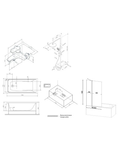 Акриловая ванна 170х70 см Am.Pm Gem W90ASET-170D3W5