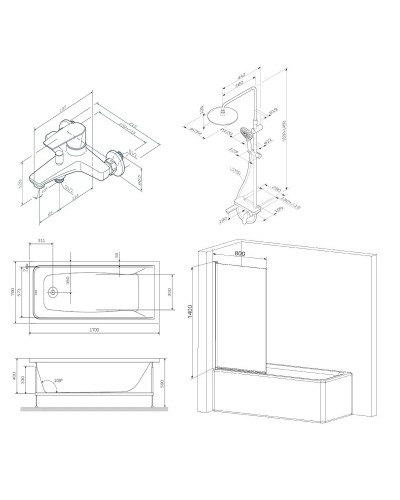 Акриловая ванна 170х70 см Am.Pm Gem W90ASET-170D8