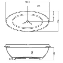 Ванна из полиэфирной смолы 180х85 см Abber Kristall AT9702Aquamarin
