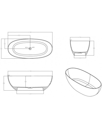 Ванна из полиэфирной смолы 170х75 см Abber Kristall AT9703Emerald