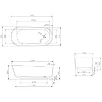 Ванна из полиэфирной смолы 170х80 см Abber Kristall AT9706Saphir