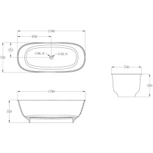 Ванна из полиэфирной смолы 170х75 см Abber Kristall AT9707Aquamarin