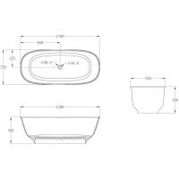 Ванна из полиэфирной смолы 170х75 см Abber Kristall AT9707Emerald