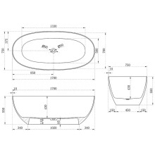 Ванна из полиэфирной смолы 170x75 см Vincea VBT-6T01B