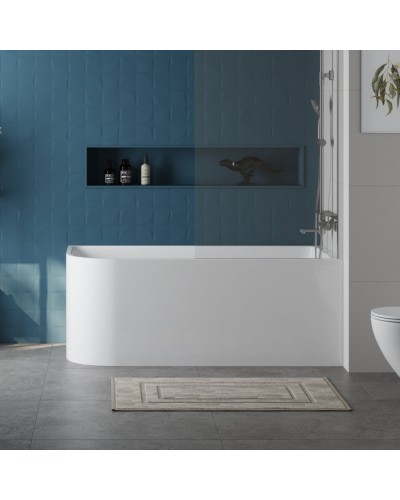 Пристенная прямоугольная акриловая ванна со сливом-переливом BelBagno BB712-1700-730-R правосторонняя