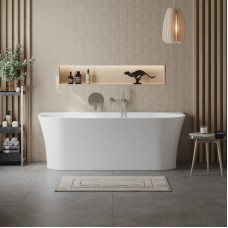 Пристенная, полукруглая акриловая ванна в комплекте со сливом-переливом BelBagno BB711-1700-750