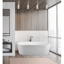 Отдельностоящая овальная акриловая ванна в комплекте со сливом-переливом BelBagno BB411-1700-800