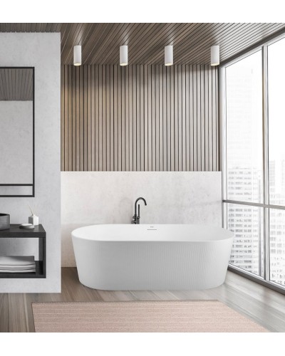 Отдельностоящая овальная акриловая ванна в комплекте со сливом-переливом BelBagno BB411-1700-800