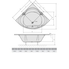 Акриловая ванна 140х140 см Alpen Alexandra A05111