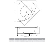 Акриловая ванна 150х150 см Alpen Corona AVB0016
