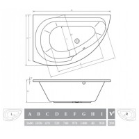 Акриловая ванна 160х105 см  Alpen Dallas L AVB0012