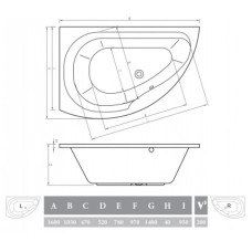 Акриловая ванна 160х105 см  Alpen Dallas L AVB0012